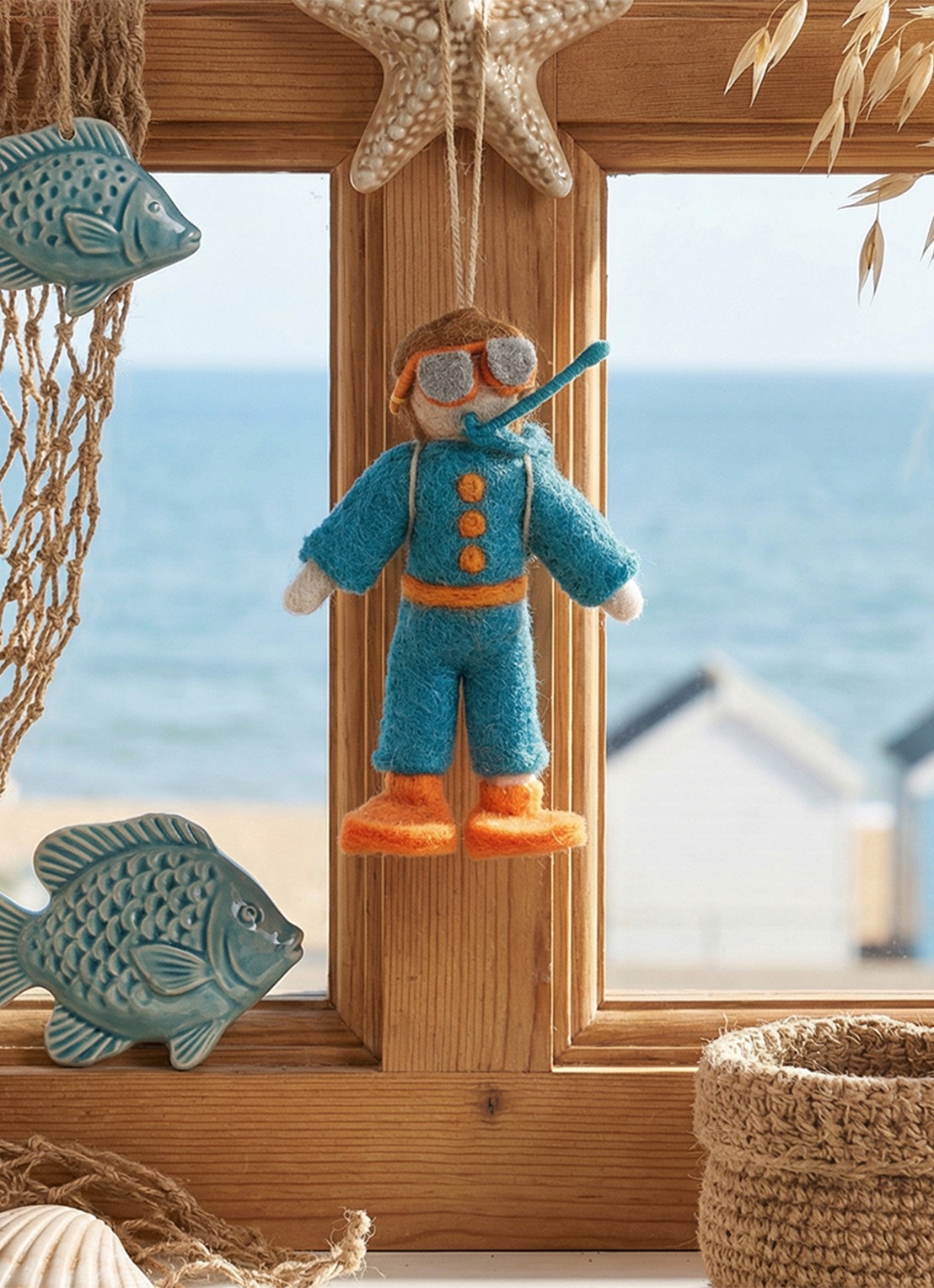 Felt So Good Scuba Steve kersthanger 10 cm - detail blauw