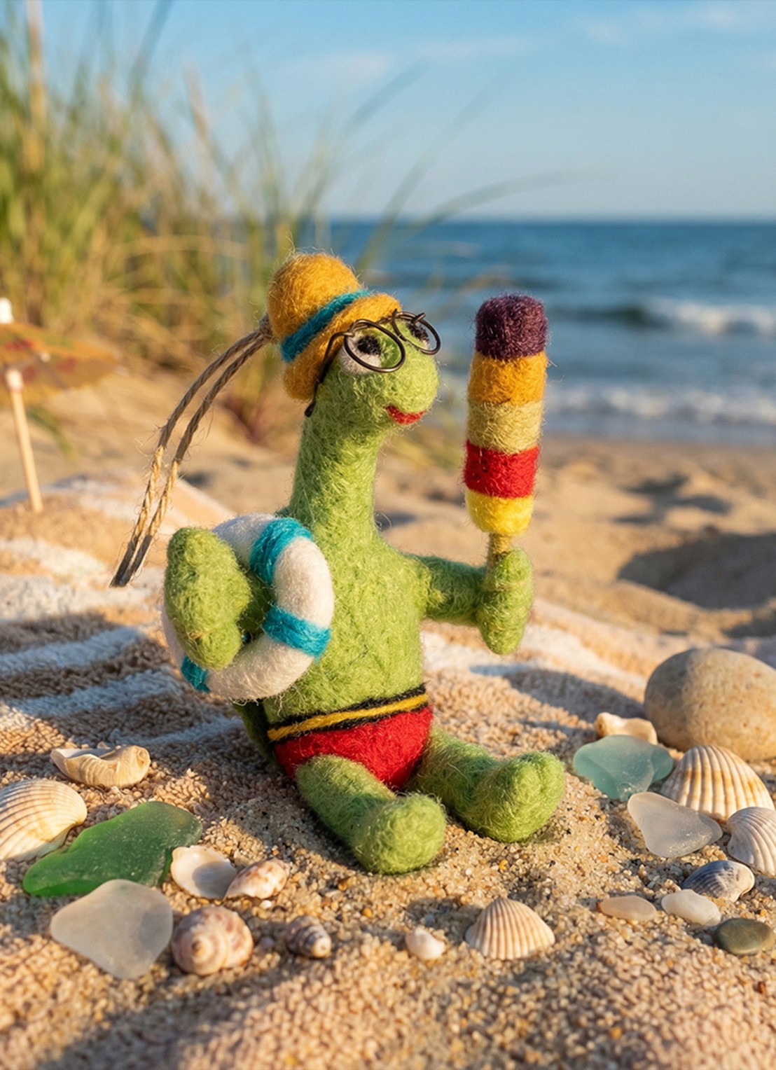 Felt So Good Shellbert the Tortoise kersthanger 13,5 cm - voorkant 3 groen