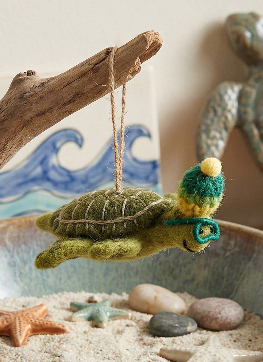 Felt So Good Simon the Sea Turtle kersthanger 4 cm - achterkant 4 groen