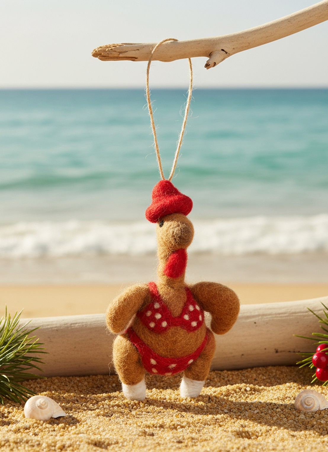 Felt So Good Sizzlin Turkey kersthanger 11,5 cm - voorkant 2 bruin