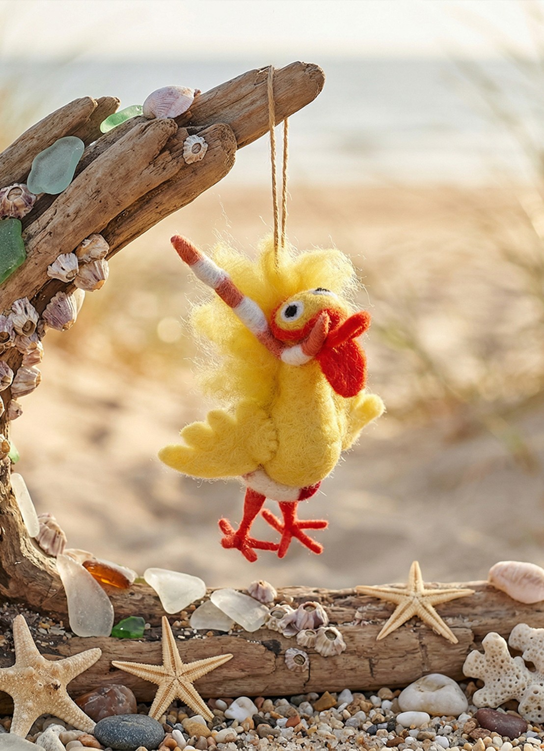 Felt So Good Snorkelling Chick kersthanger 10 cm - detail 4 geel