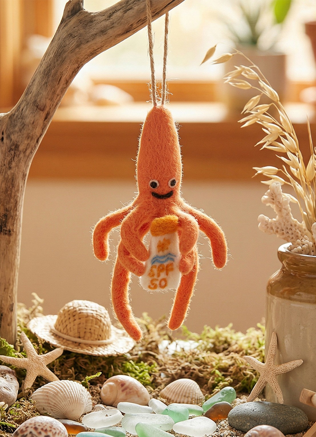 Felt So Good SPF Squid kersthanger 19 cm - achterkant 2 orange