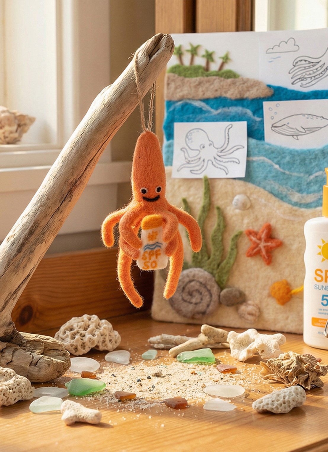 Felt So Good SPF Squid kersthanger 19 cm - detail orange