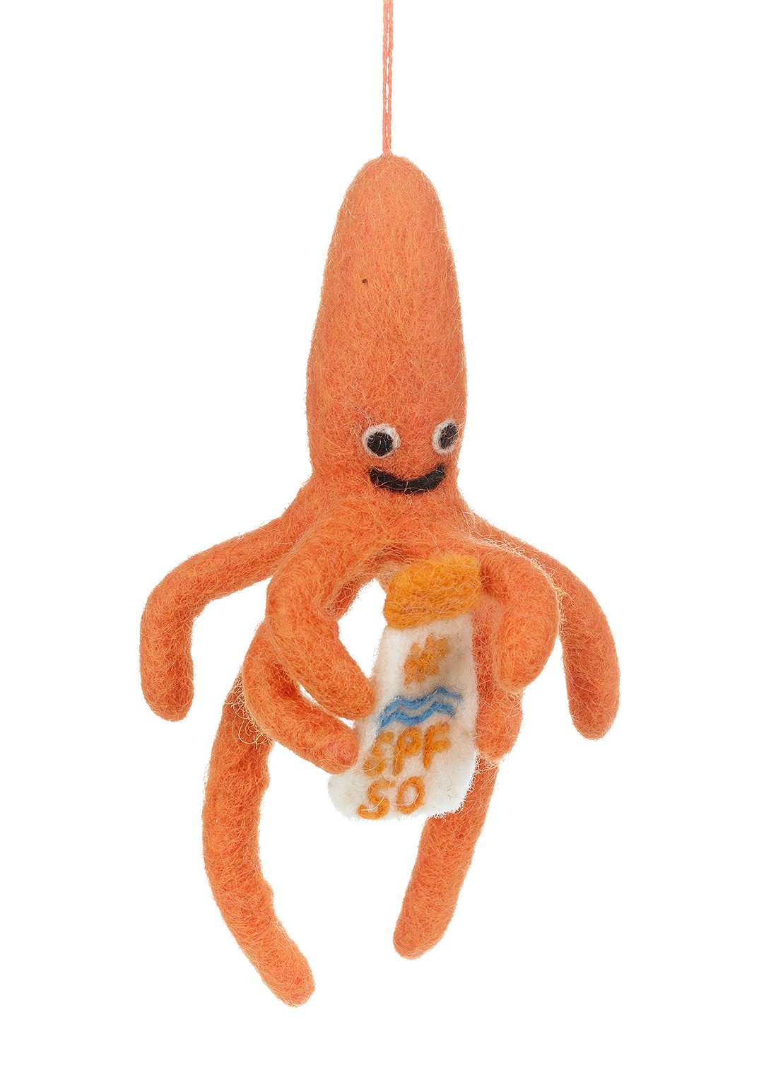 Felt So Good SPF Squid kersthanger 19 cm - voorkant 3 orange