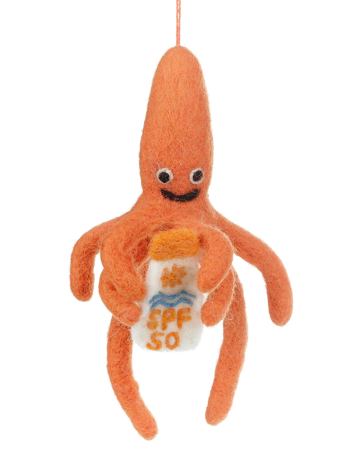 Felt So Good SPF Squid kersthanger 19 cm - voorkant 4 orange