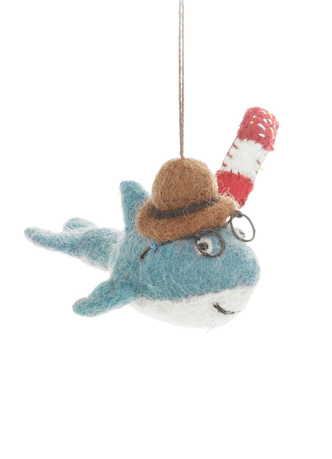 Felt So Good Summer Holiday Shark kersthanger 6 cm - voorkant blauw