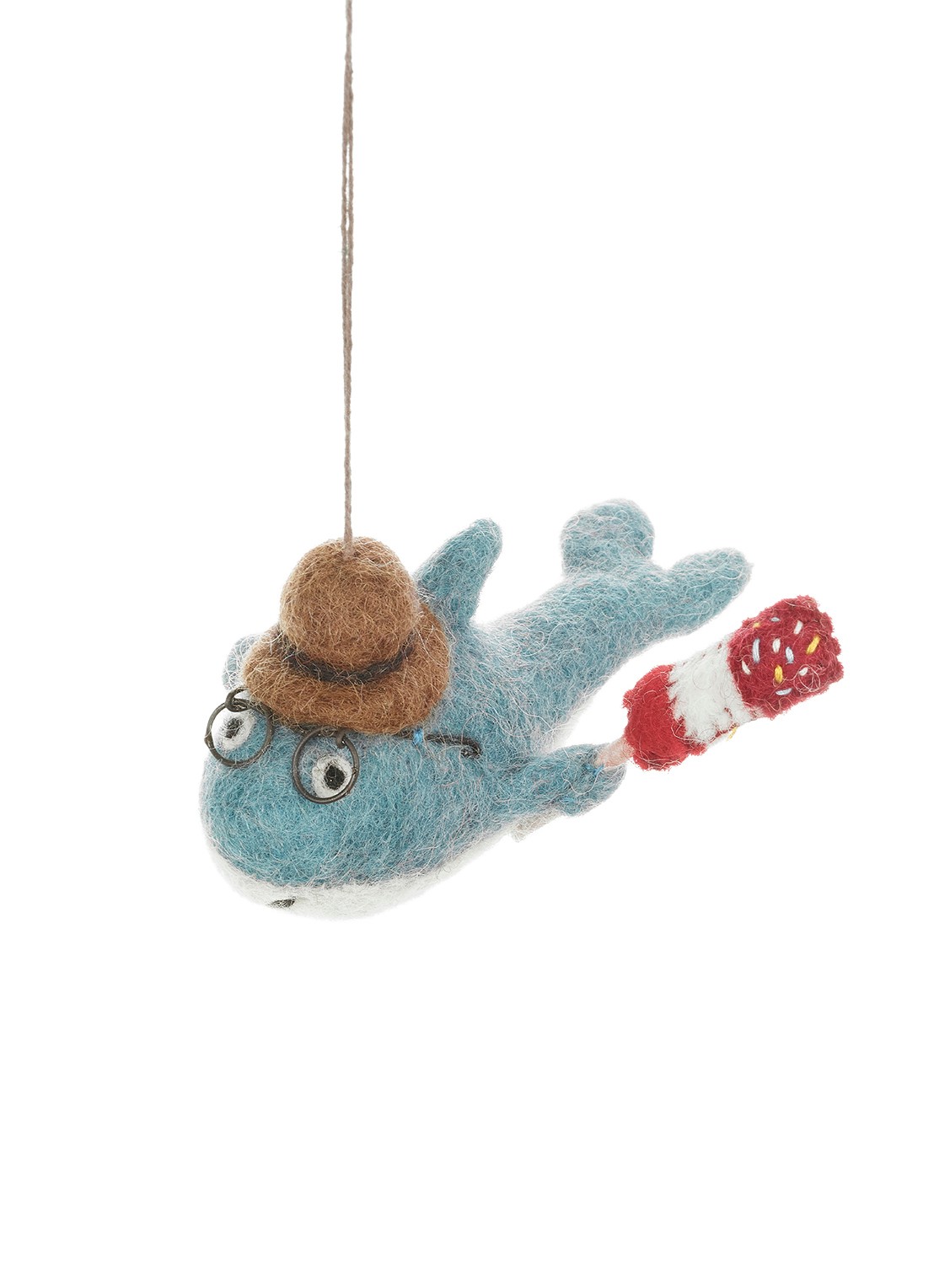 Felt So Good Summer Holiday Shark kersthanger 6 cm - voorkant 2 blauw
