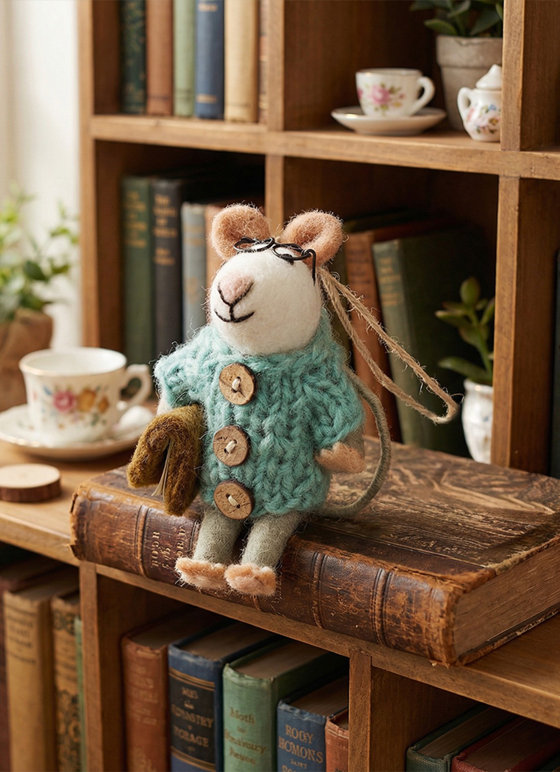Felt So Good Susie Mouse kersthanger 12,5 cm - achterkant 3 blauw