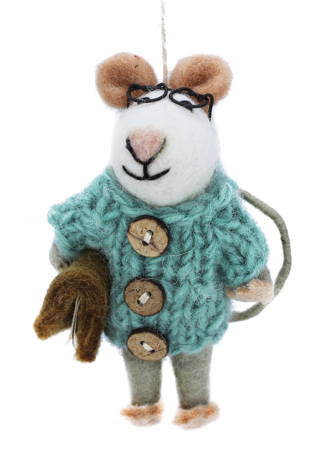 Felt So Good Susie Mouse kersthanger 12,5 cm - voorkant blauw