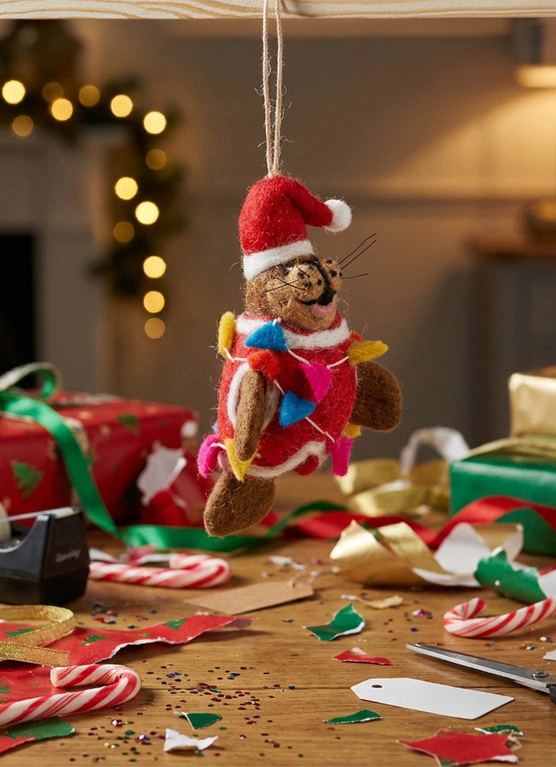 Felt So Good Walter the Christmas Walrus kersthanger 7 cm - detail 4 rood