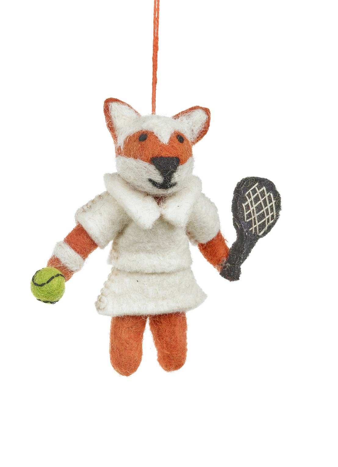 Felt So Good Wimbledon Fox kersthanger 10 cm - voorkant 3 wit