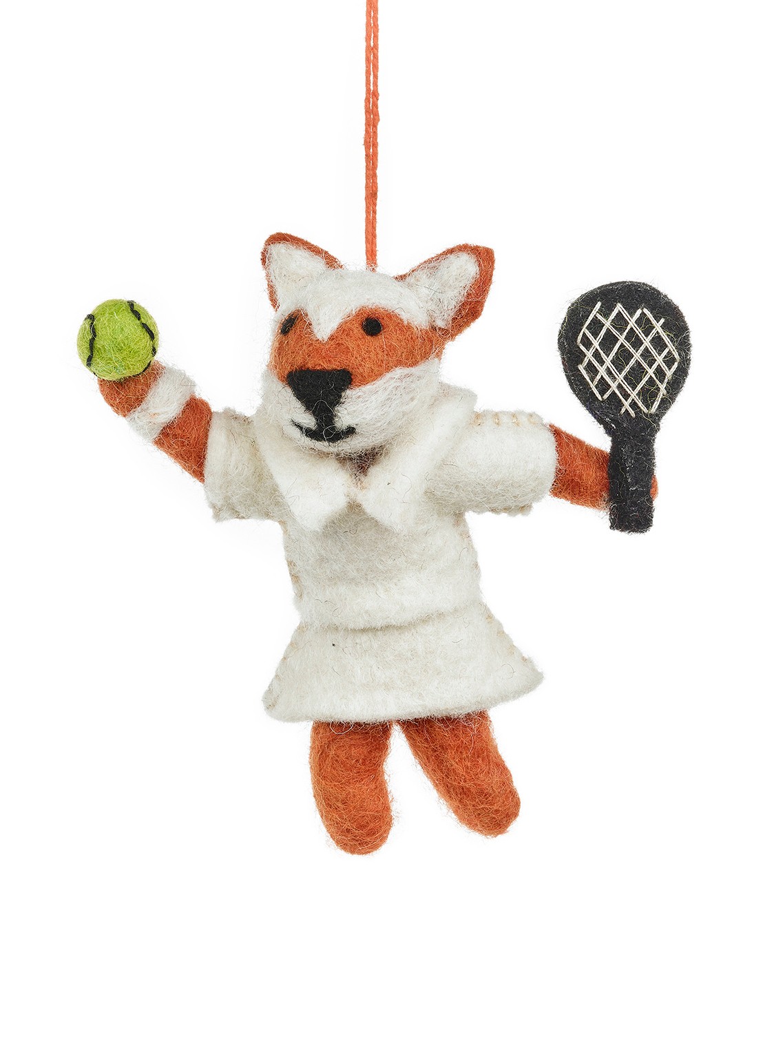 Felt So Good Wimbledon Fox kersthanger 10 cm - voorkant 4 wit