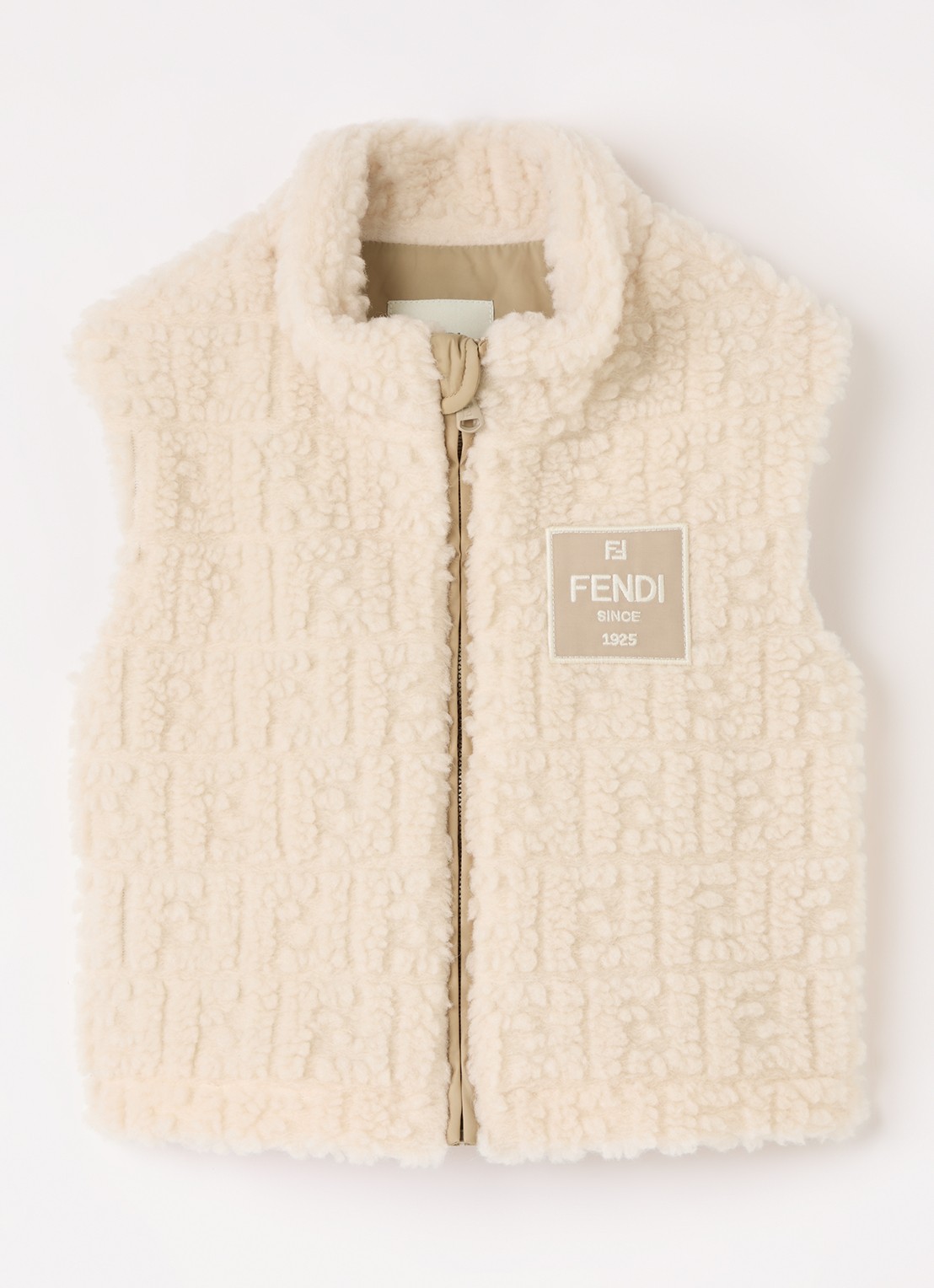 Fendi Bodywarmer van teddy - voorkant 2 beige