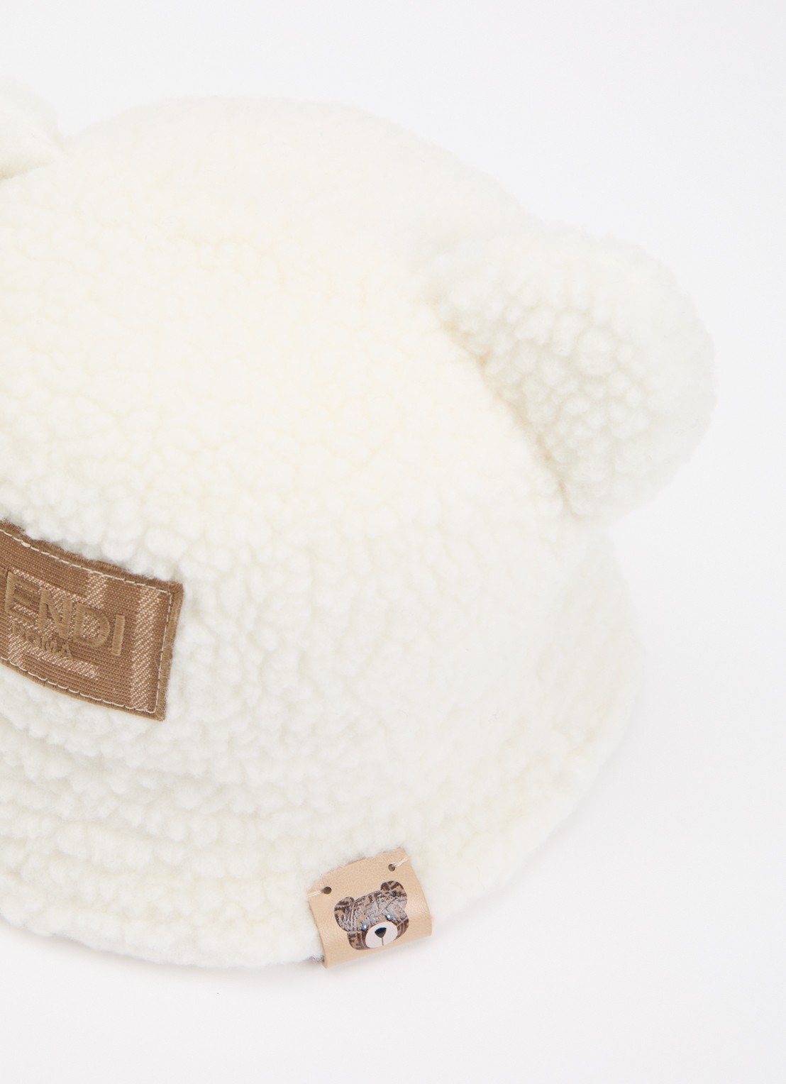 Fendi Bucket hoed in wolblend met logo - detail 2 wit