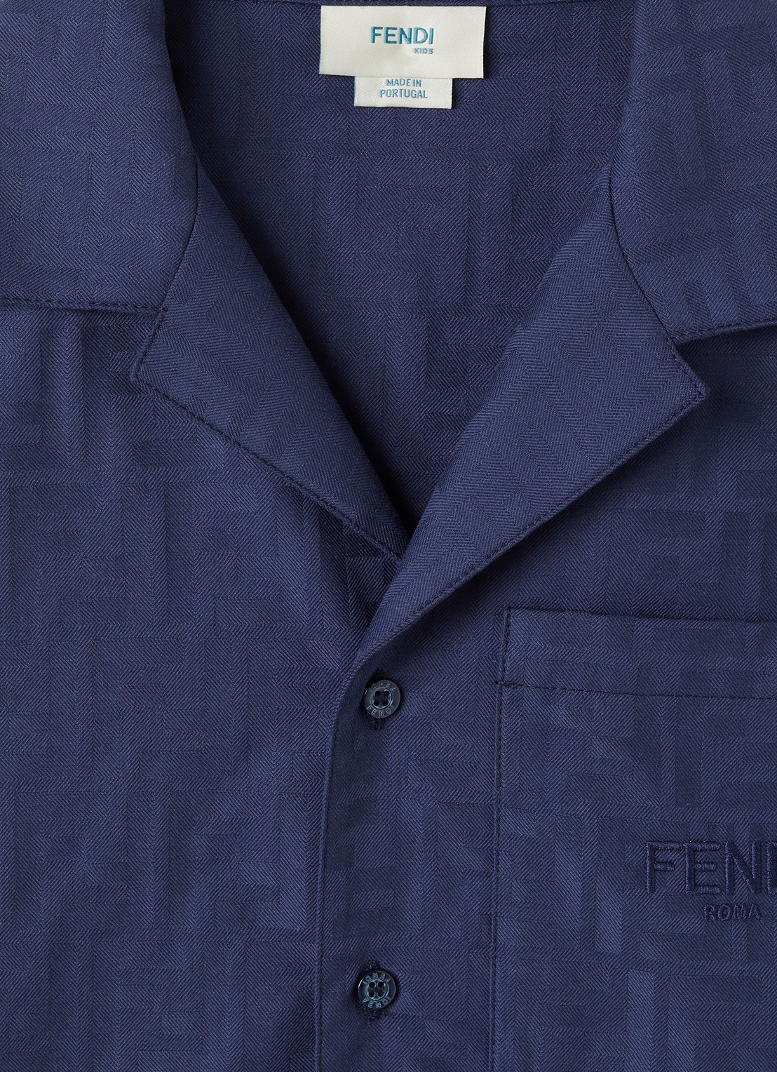 Fendi Camicia overhemd met logoprint - detail donkerblauw