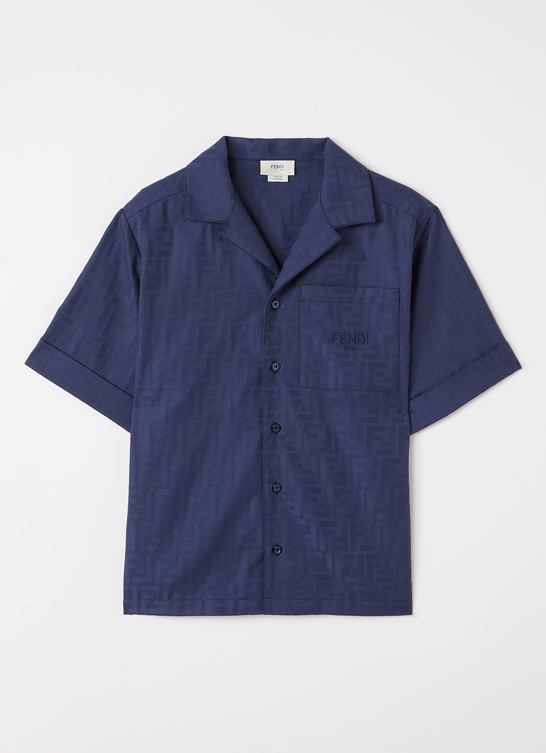 Fendi Camicia overhemd met logoprint - voorkant 2 donkerblauw