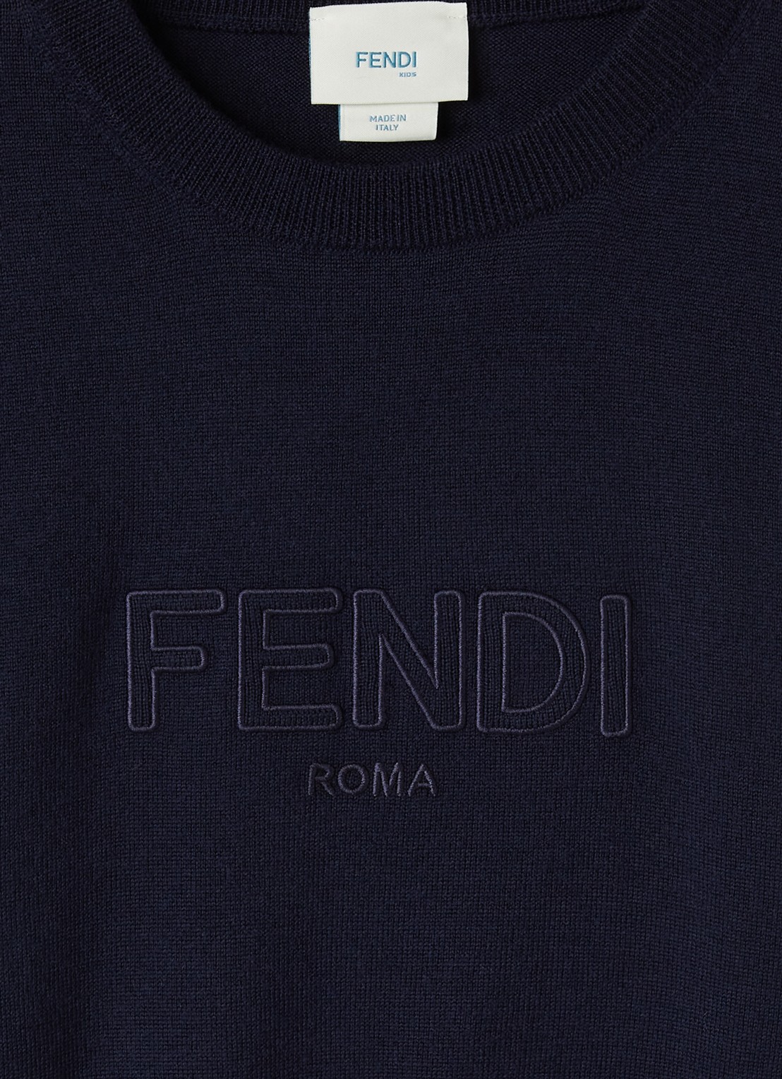 Fendi Fijngebreide pullover van wol met logoborduring - detail 3 donkerblauw