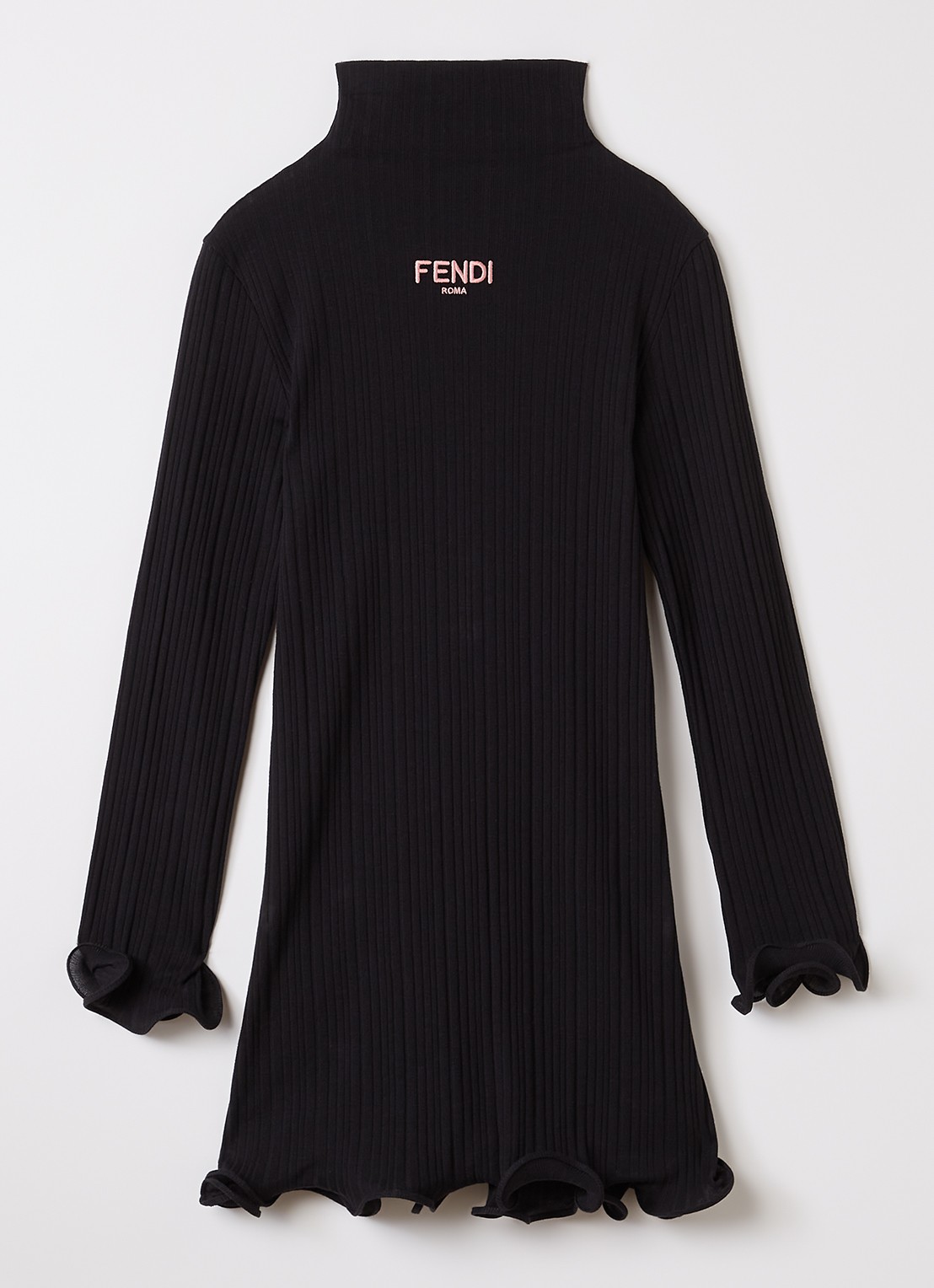 Fendi Gebreide jurk met logoborduring - voorkant zwart