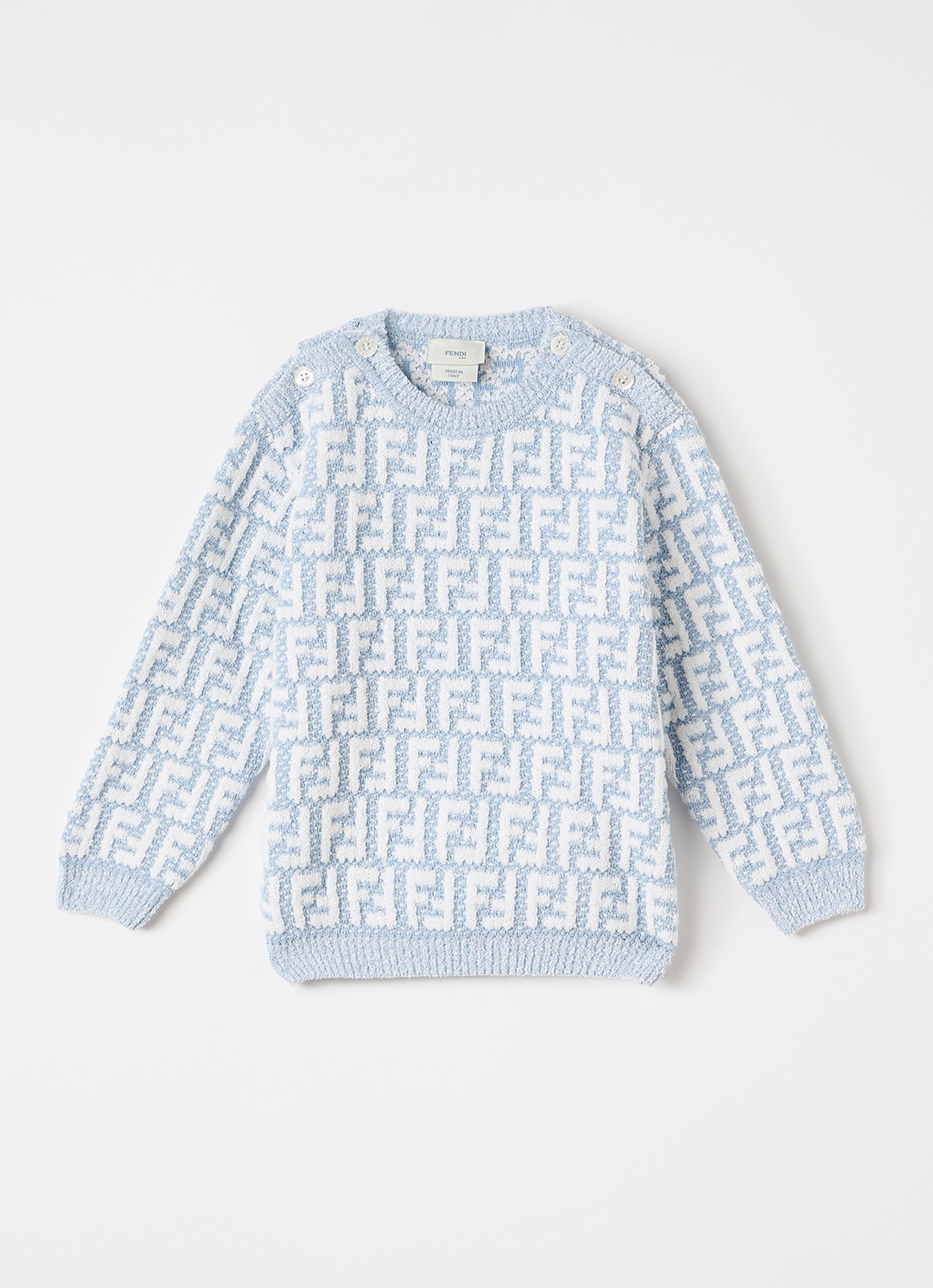 Fendi Girocollo trui met ingebreide logoprint - voorkant 2 lichtblauw
