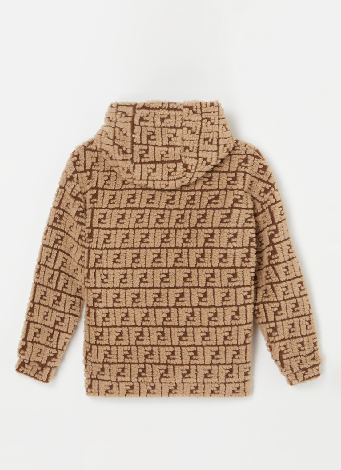 Fendi Hoodie in wolblend met logoprint - voorkant 3 bruin