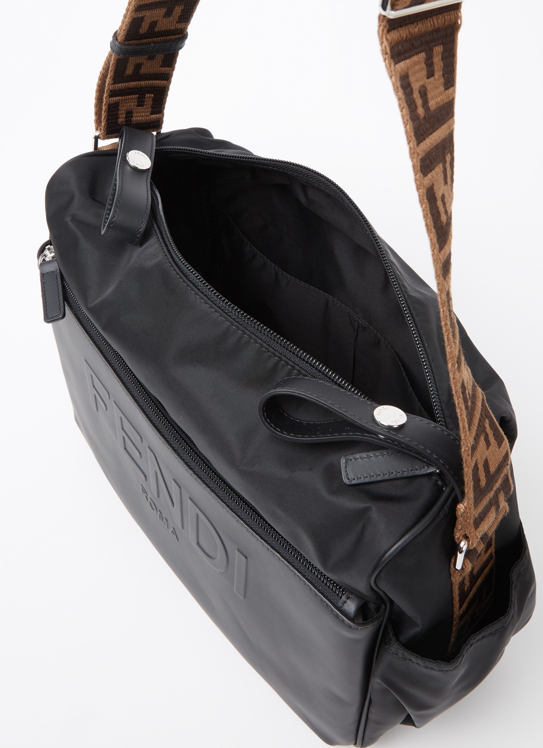 Fendi Luiertas met kalfsleren details en logo - detail zwart