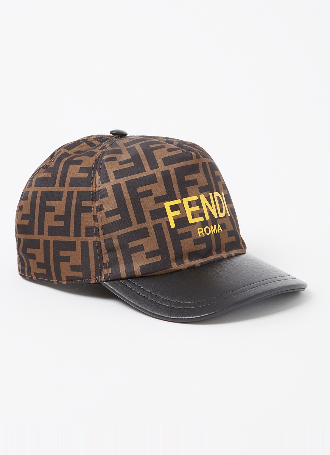 Fendi Pet met lamsleren details  - voorkant bruin
