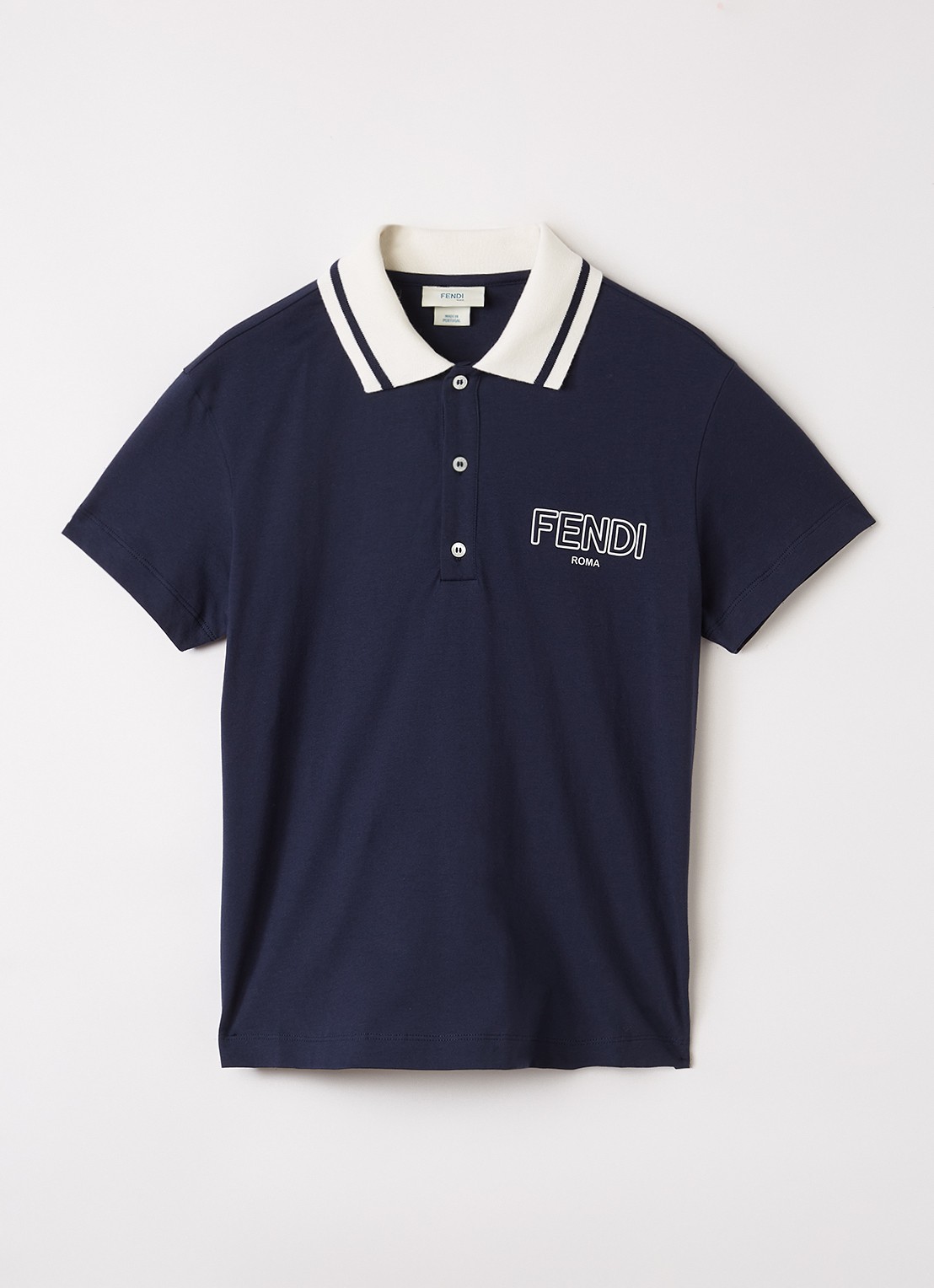 Fendi Polo met 3D logo - voorkant donkerblauw