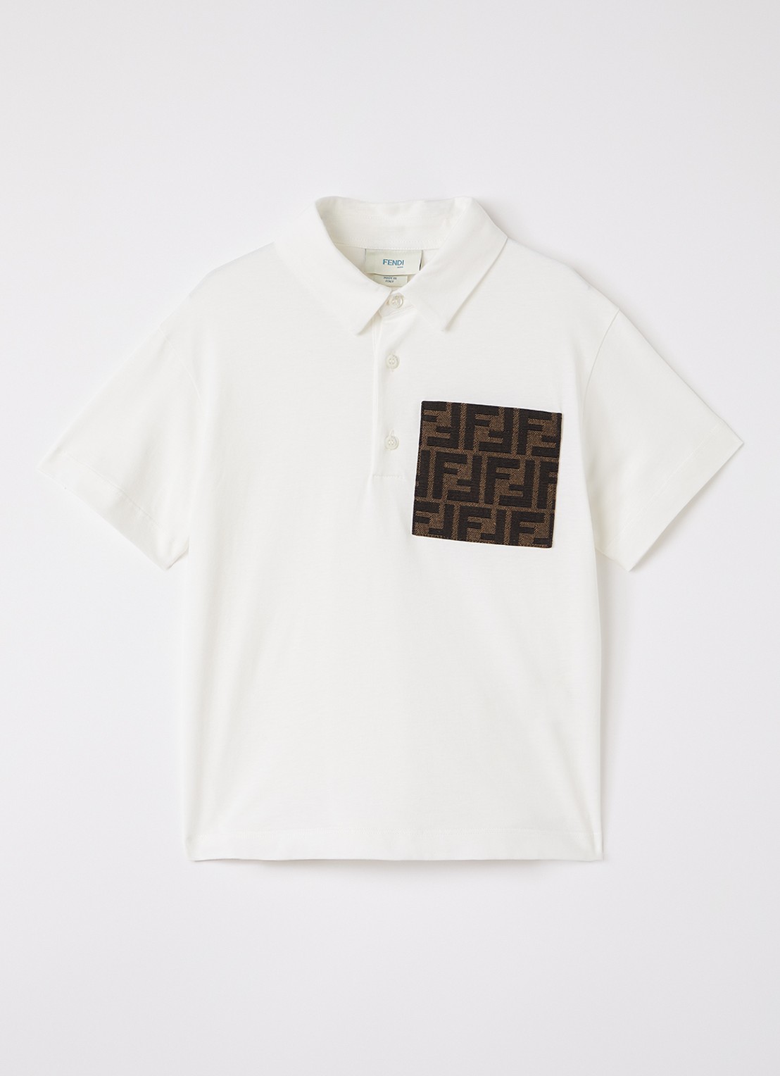Fendi Polo met borstzak en logo - voorkant wit
