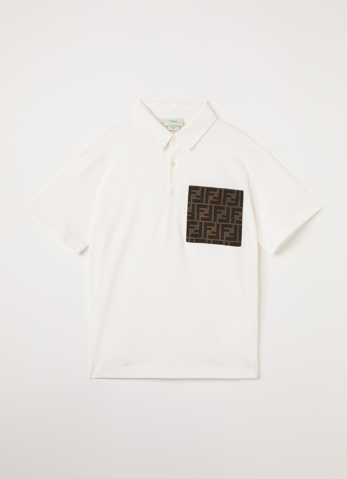 Fendi Polo met borstzak en logo - voorkant gebroken wit