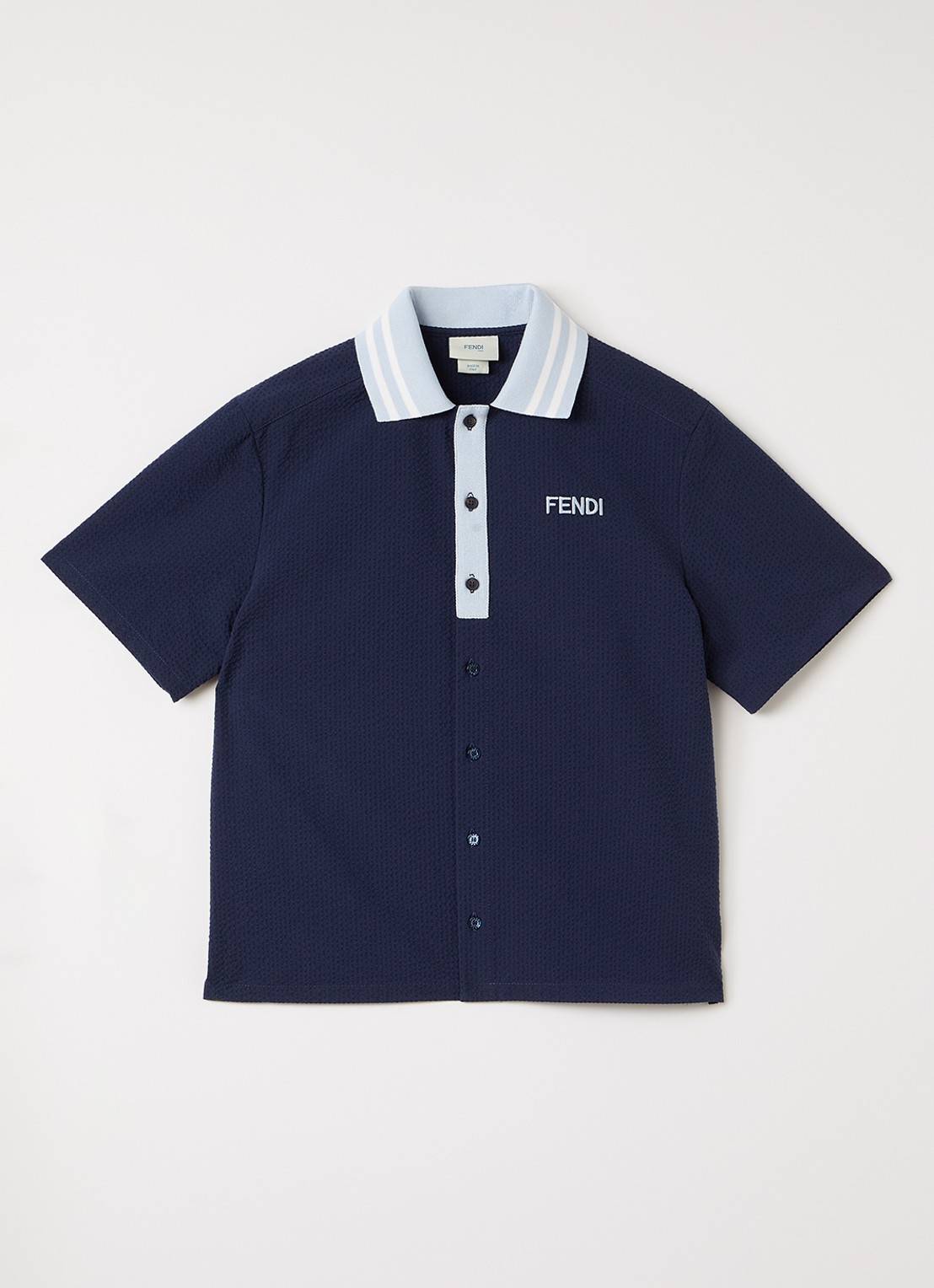 Fendi Polo met logoborduring - voorkant donkerblauw