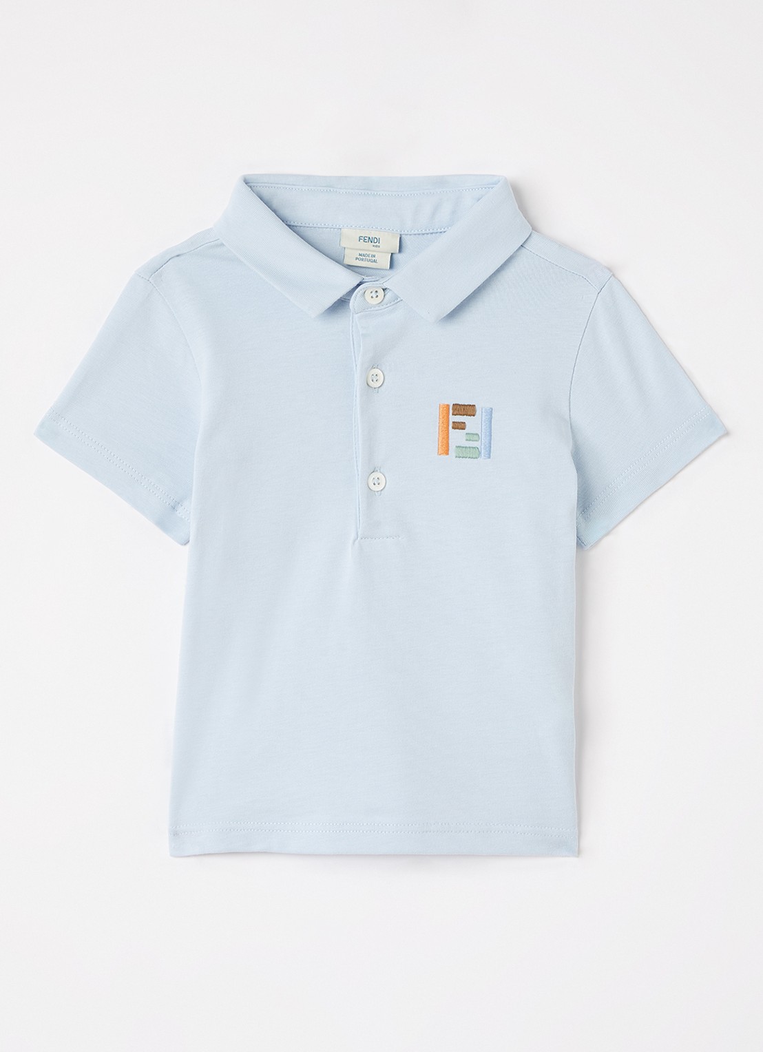Fendi Polo met logoborduring - voorkant lichtblauw