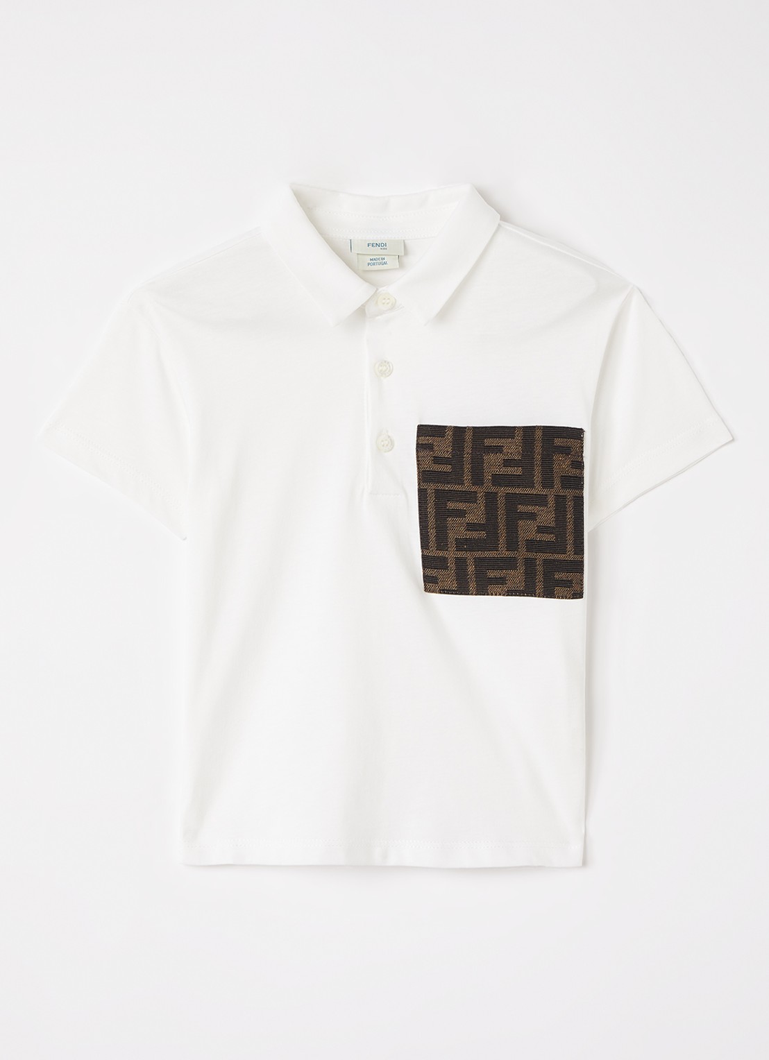 Fendi Polo met logoborduring - voorkant wit