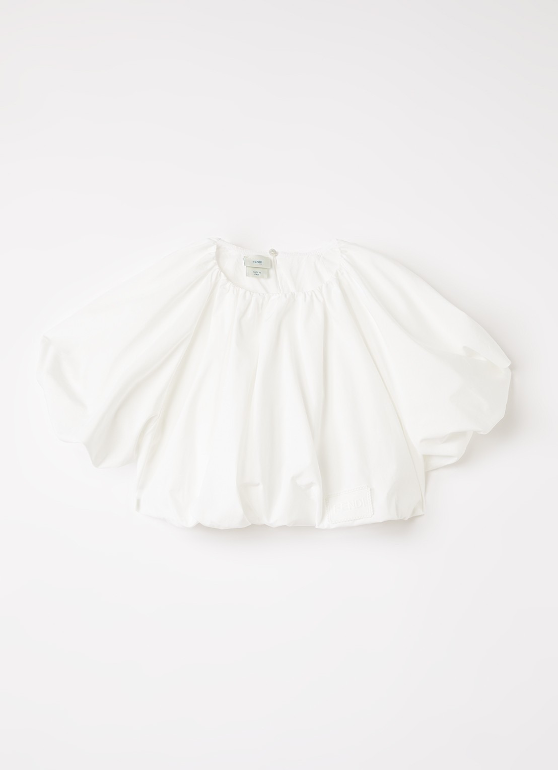Fendi Popeline top met ballonmouw - voorkant wit