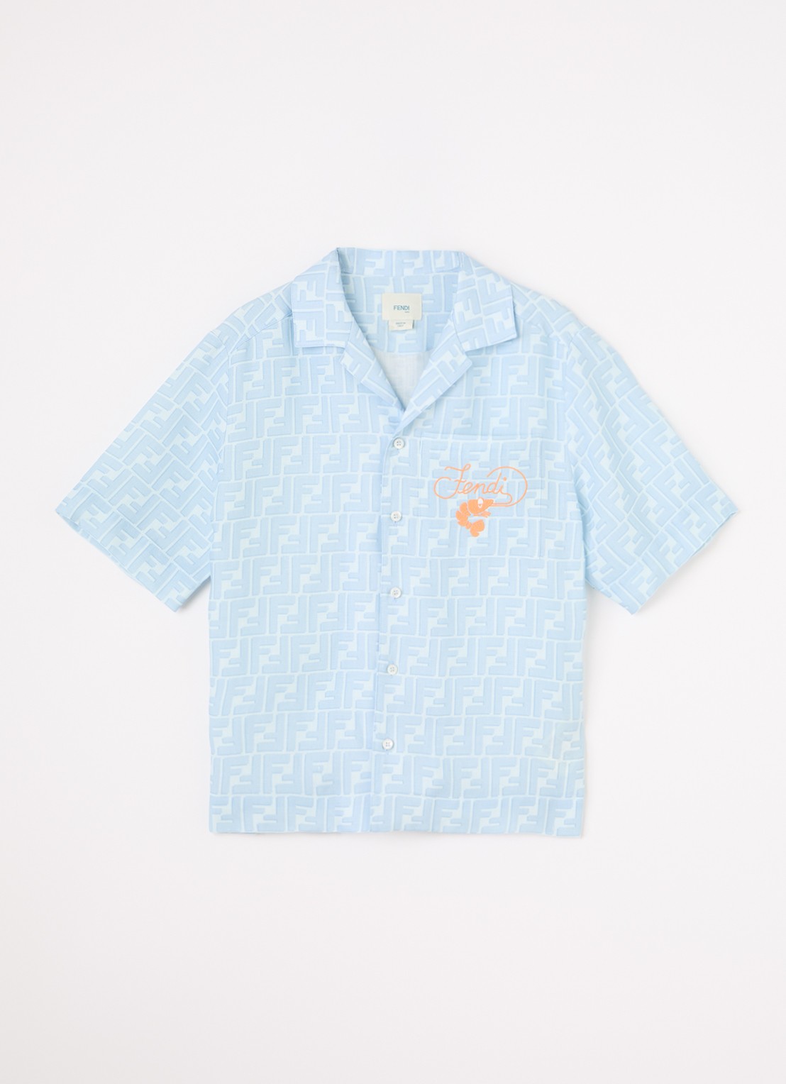 Fendi Shadow overhemd met logoprint - voorkant staalblauw