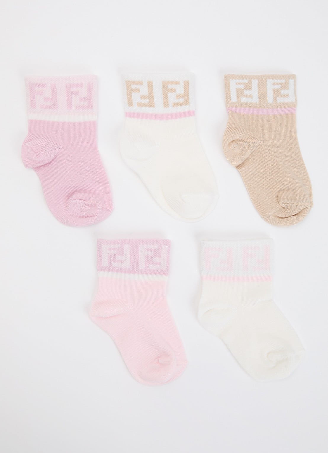 Fendi Sokken in katoenblend met logoprint in 5-pack - voorkant roze