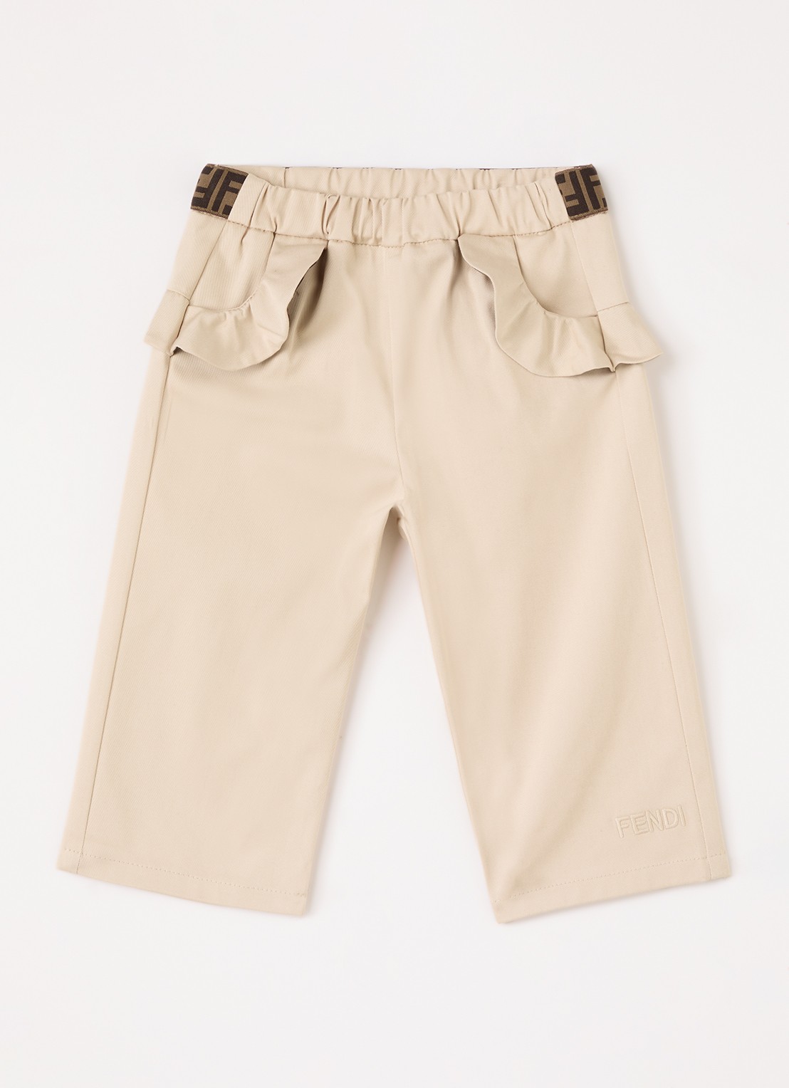 Fendi Straight fit broek met logoband - voorkant ivoor