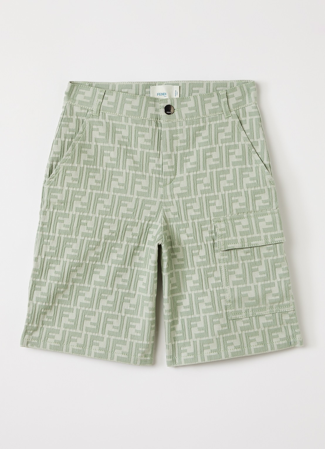 Fendi Straight fit korte broek met logoborduring - voorkant 2 lindegroen