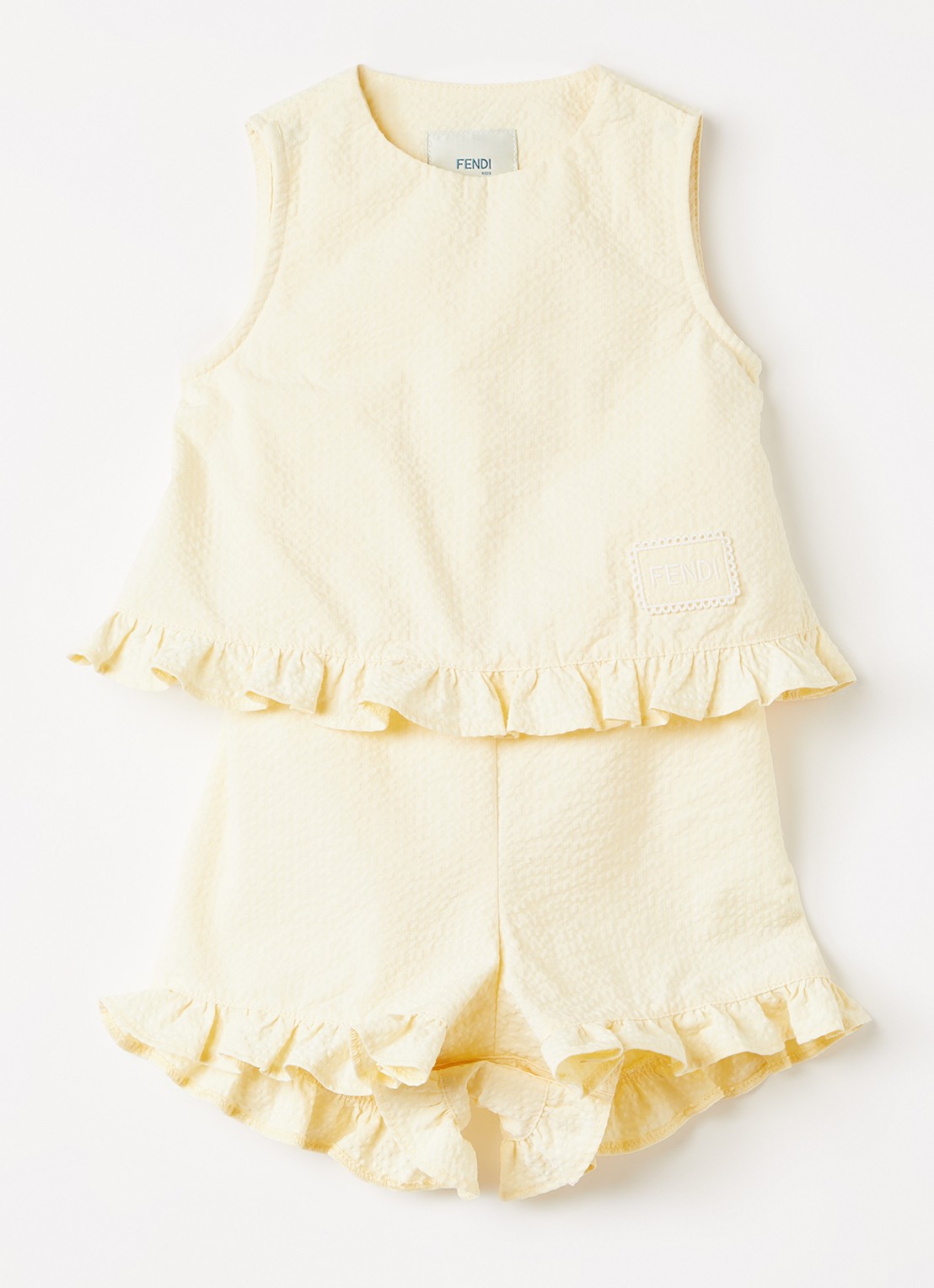 Fendi Straight fit playsuit met ruches - voorkant 2 lichtgeel