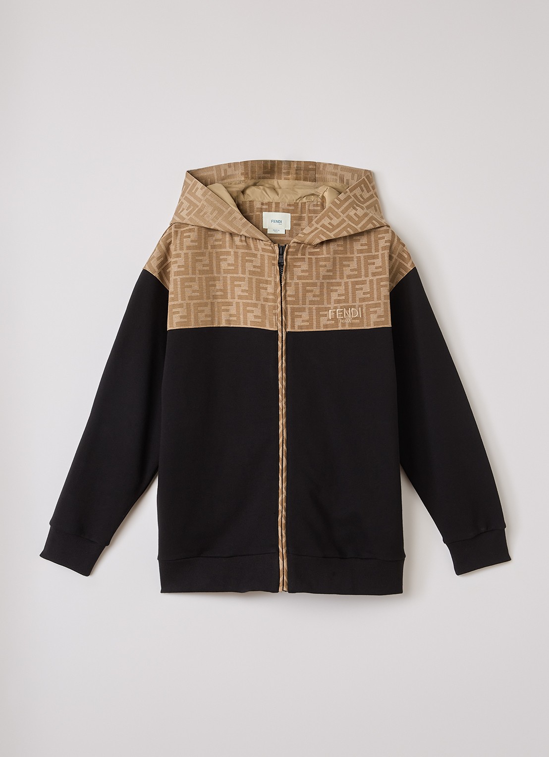 Fendi Sweatvest met logoprint - voorkant zwart