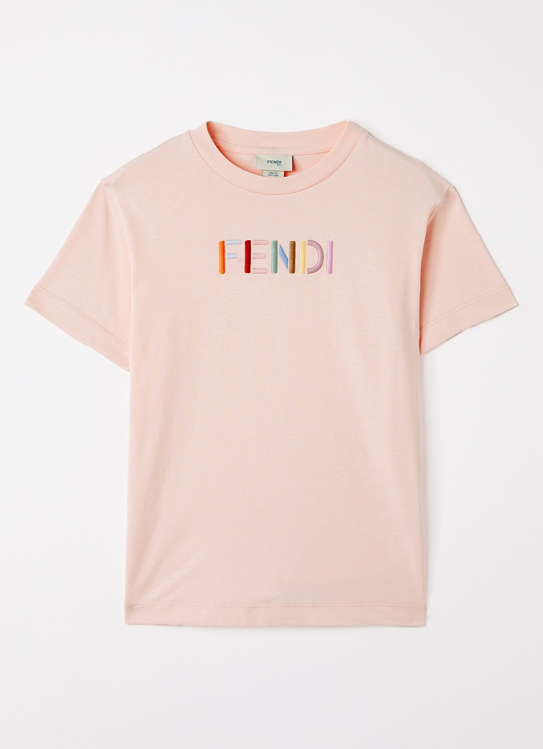 Fendi T-shirt met logoborduring - voorkant zalmroze