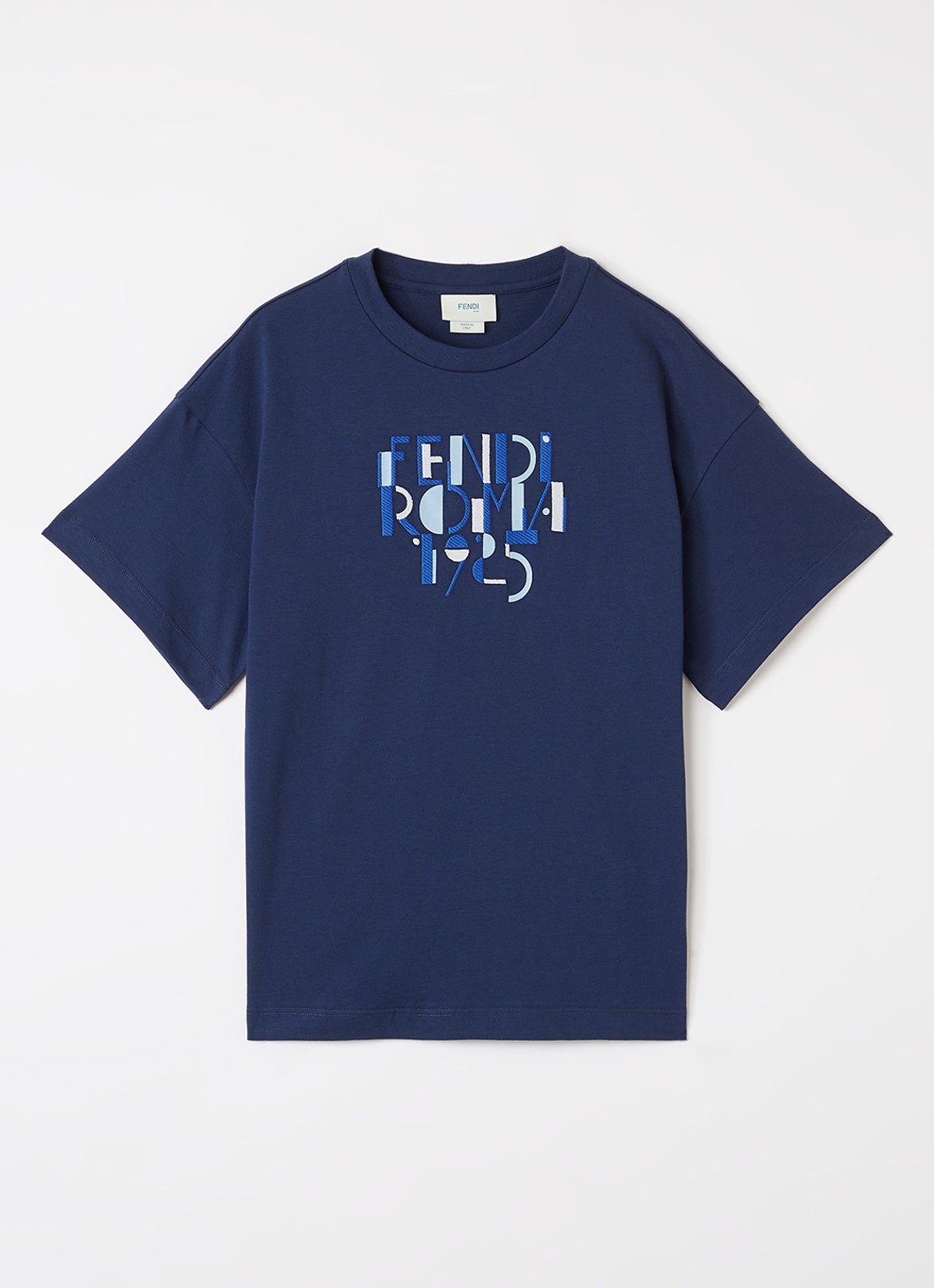 Fendi T-shirt met logoprint - voorkant donkerblauw