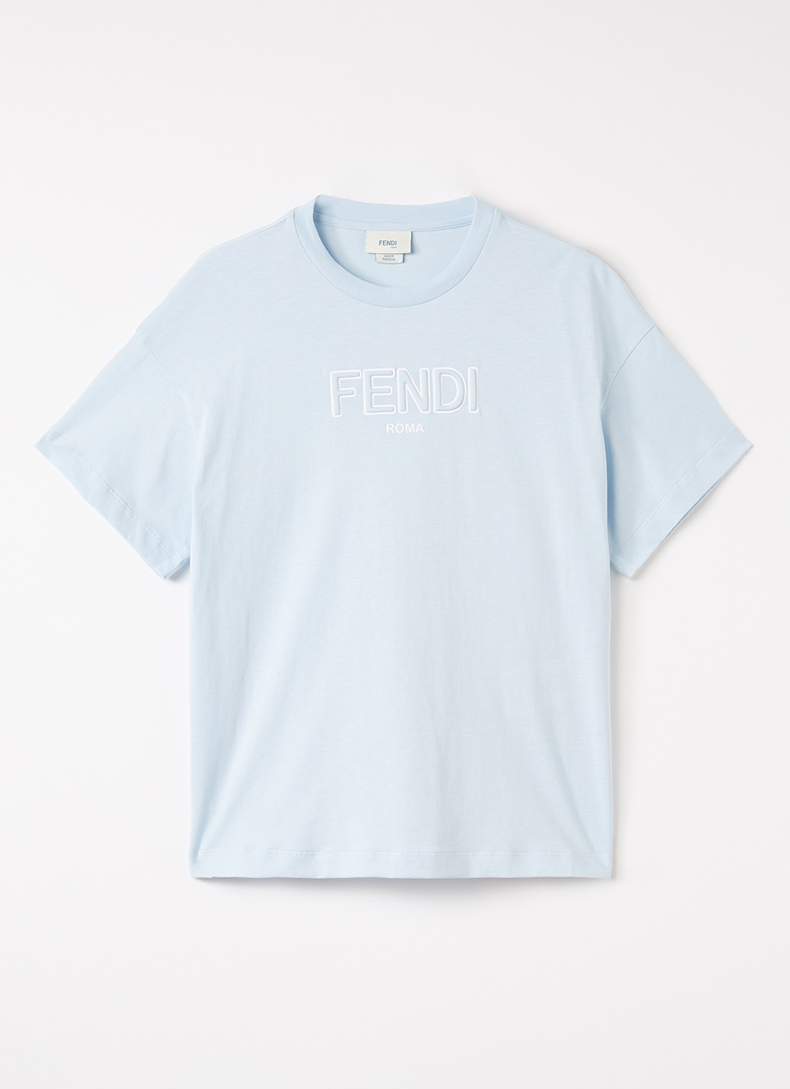 Fendi T-shirt met logoprint - voorkant lichtblauw