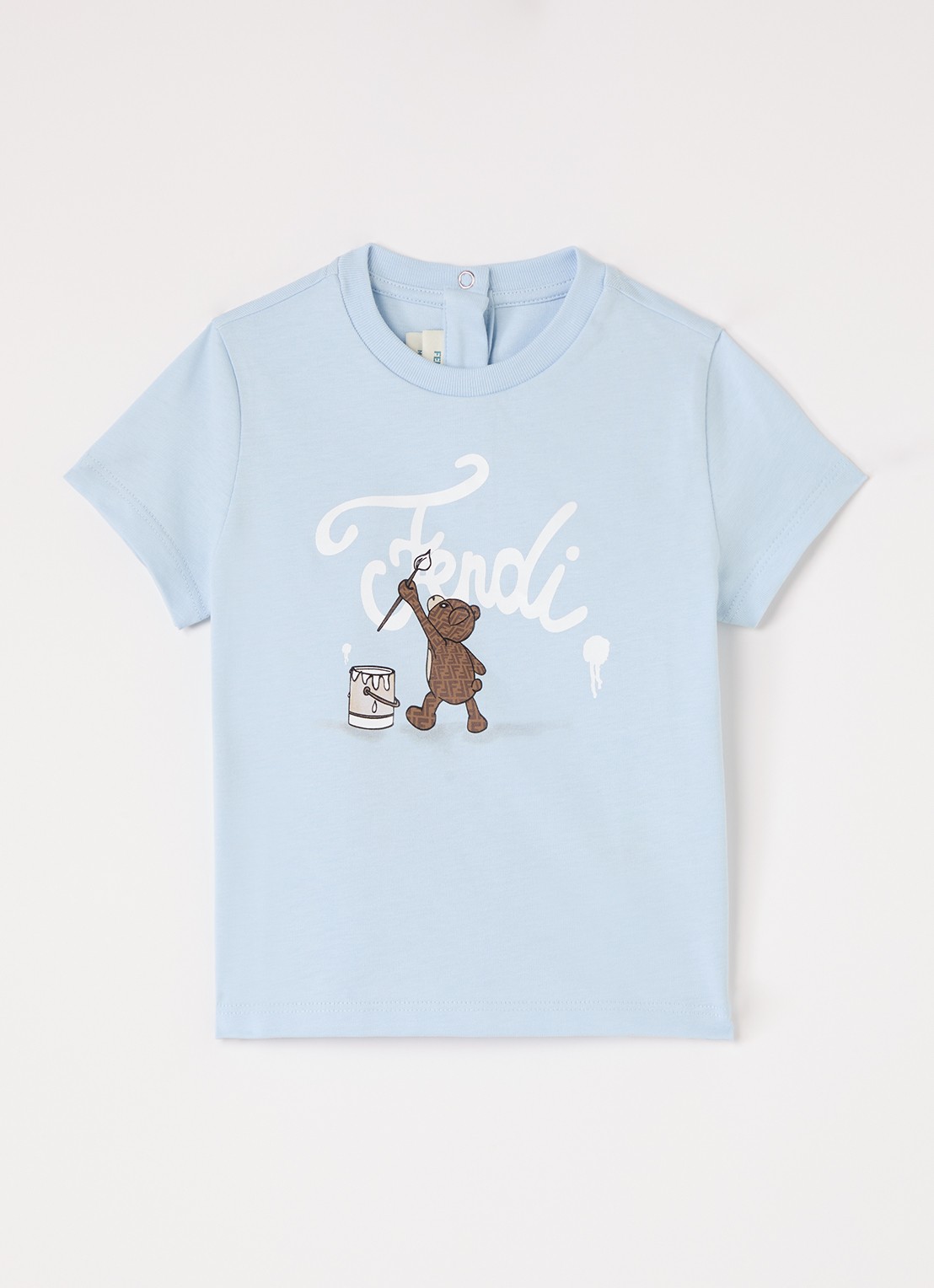Fendi T-shirt met logoprint - voorkant lichtblauw