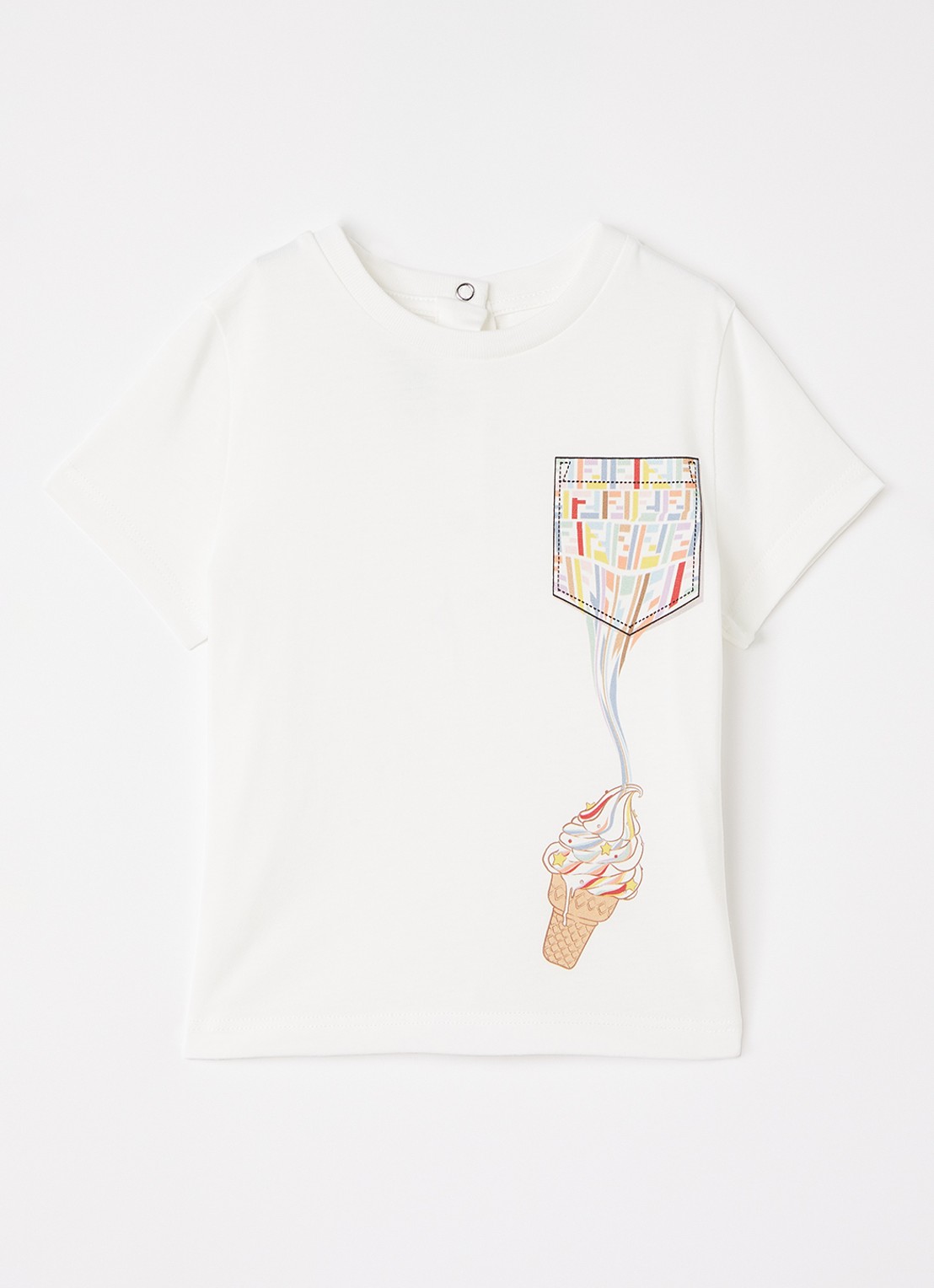 Fendi T-shirt met logoprint - voorkant gebroken wit