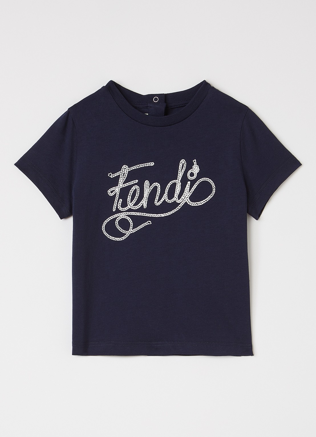 Fendi Tinto T-shirt met logoborduring - voorkant donkerblauw