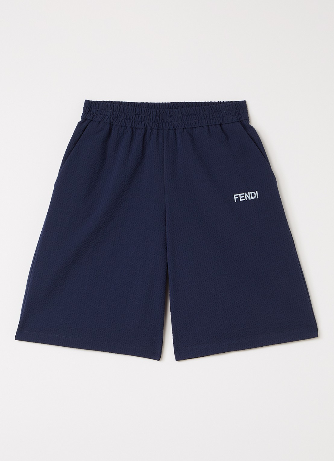 Fendi Wide fit korte broek met logoborduring - voorkant 2 donkerblauw