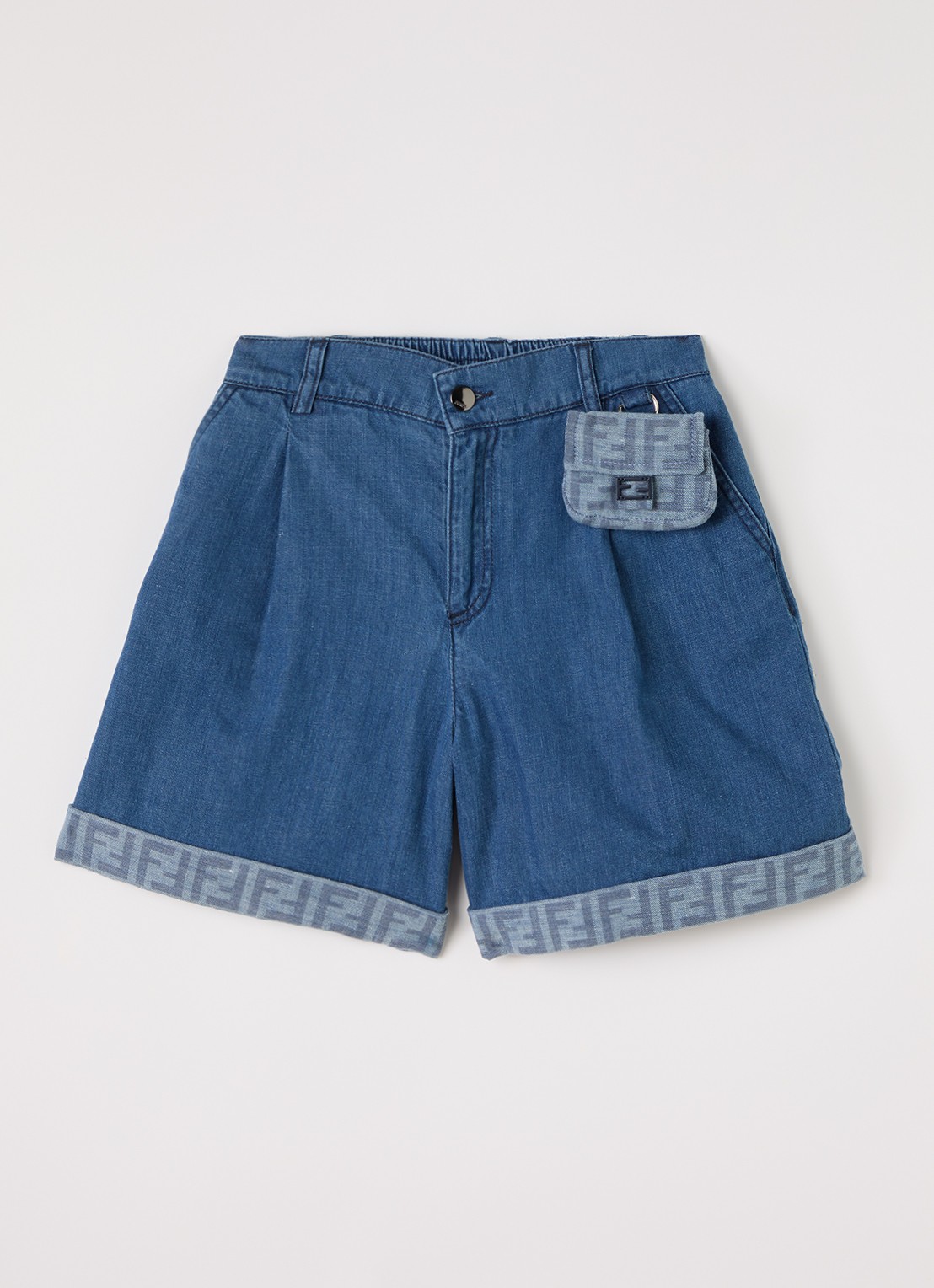 Fendi Wide fit korte broek van denim  - voorkant 2 indigo