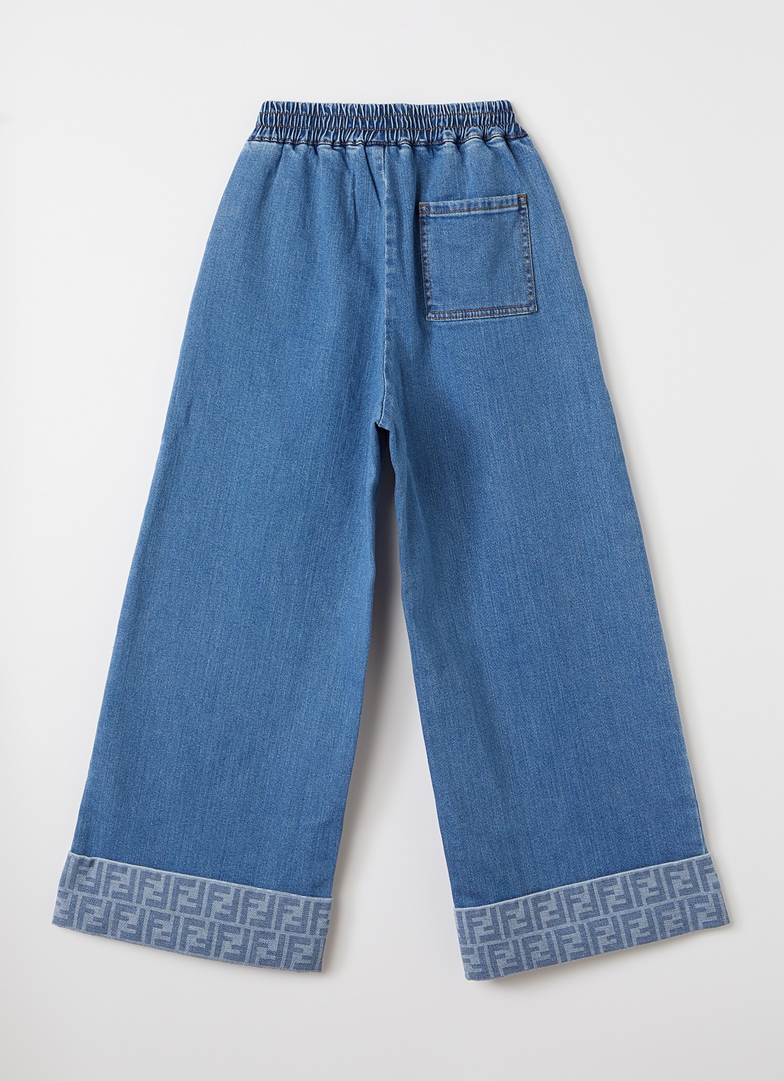 Fendi Wide leg jeans met logoprint - voorkant 2 indigo