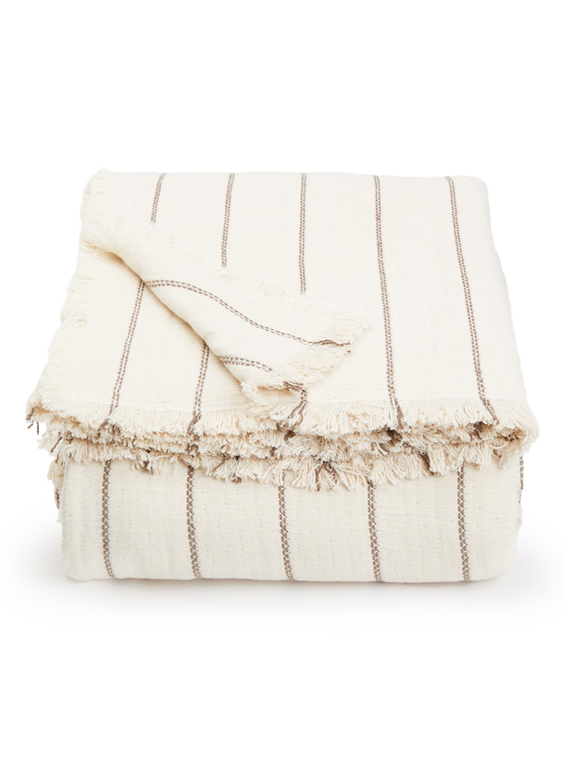ferm LIVING Aires bedsprei van  katoen 250 x 240 cm - voorkant beige