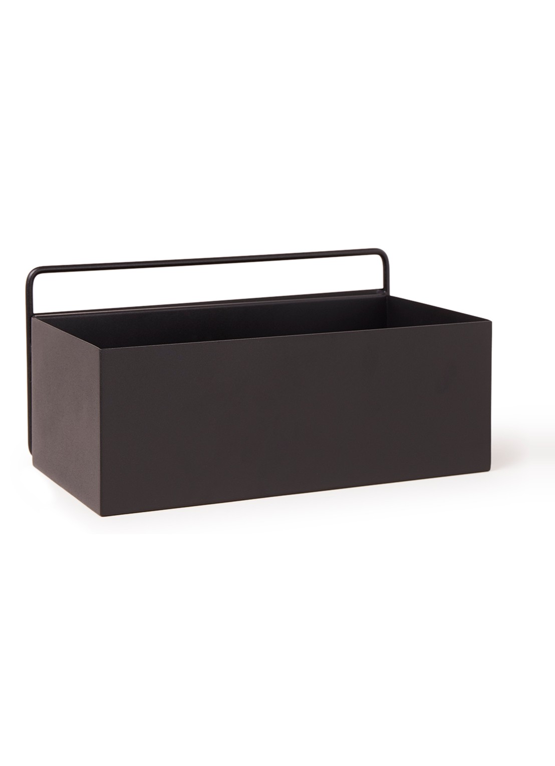 ferm LIVING Box plantenbak van metaal voor binnen - 14 x 30 x 16,5 cm - voorkant zwart